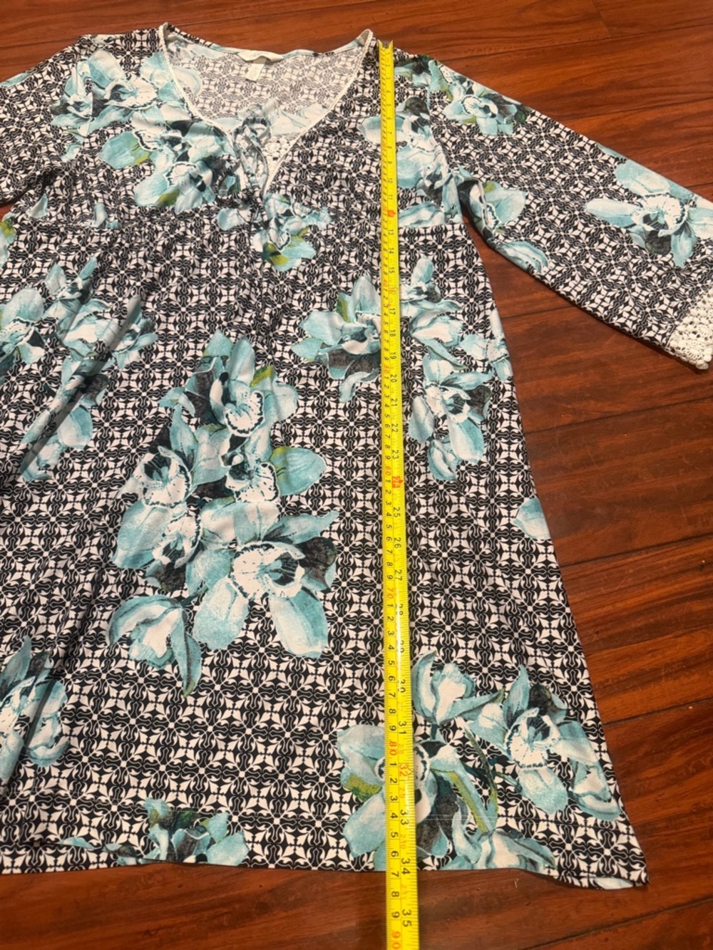 Soma Floral Mini Dress in Aqua and Black - Picture 9 of 9